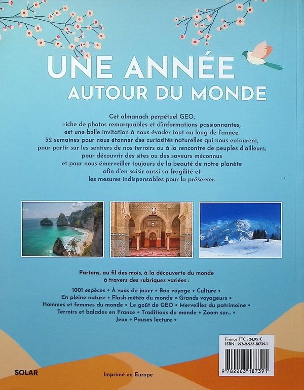 Quatrième de couverture de « ALMANACH GEO : UNE ANNEE AUTOUR DU MONDE »