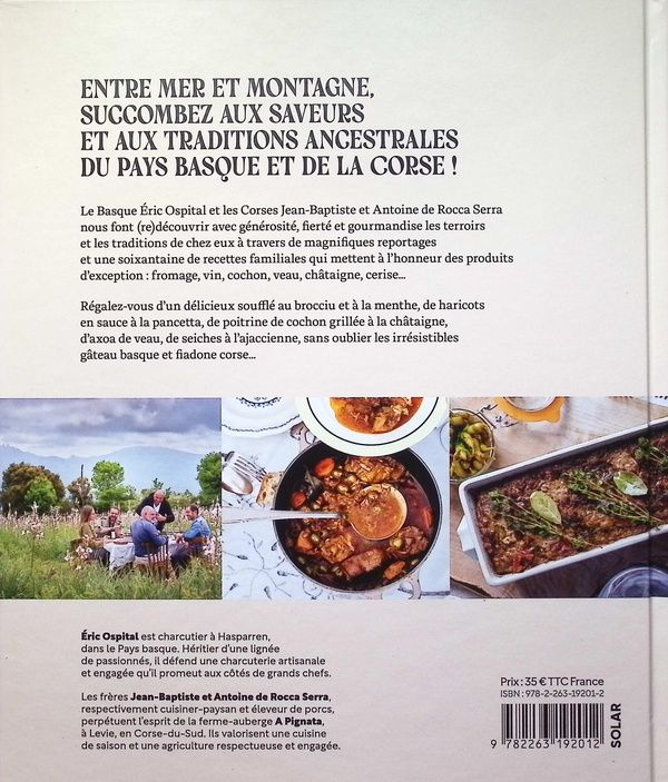 Quatrième de couverture de « PAYS BASQUE ET CORSE, LA GRANDE TABLEE ! - 951 KM DE RECETTES ET DE TRADITIONS AUTHENTIQUES »