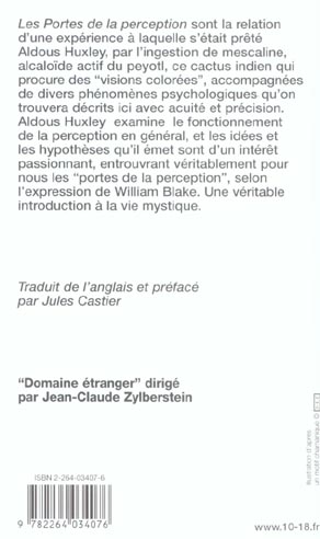 Quatrième de couverture de « LES PORTES DE LA PERCEPTION »