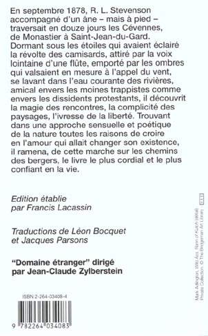 Quatrième de couverture de « VOYAGES AVEC UN ANE DANS LES CEVENNES »
