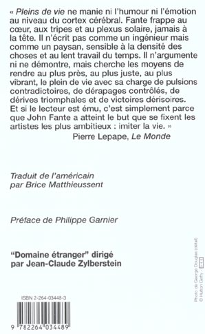 Quatrième de couverture de « PLEINS DE VIE »