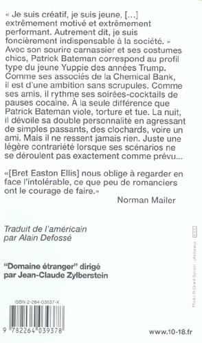 Quatrième de couverture de « AMERICAN PSYCHO »
