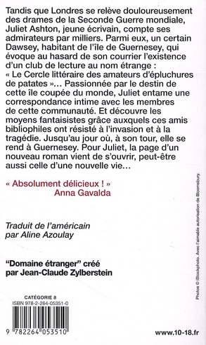 Quatrième de couverture de « LE CERCLE LITTERAIRE DES AMATEURS D'EPLUCHURES DE PATATES »