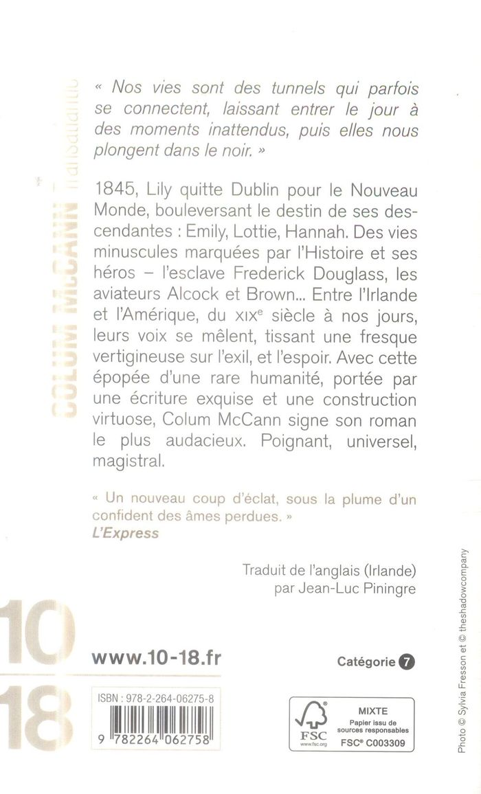 Quatrième de couverture de « Transatlantic »