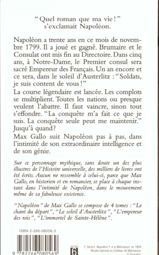 Quatrième de couverture de « NAPOLEON - TOME 2 LE SOLEIL D'AUSTERLITZ »