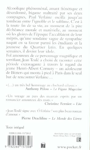 Quatrième de couverture de « Ô Verlaine ! »