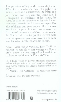 Quatrième de couverture de « JE, FRANCOIS VILLON »