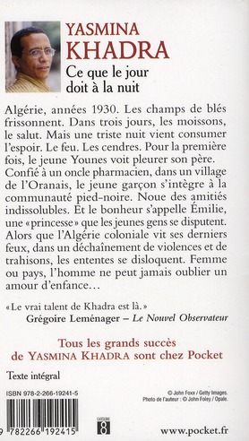 Quatrième de couverture de « CE QUE LE JOUR DOIT A LA NUIT »