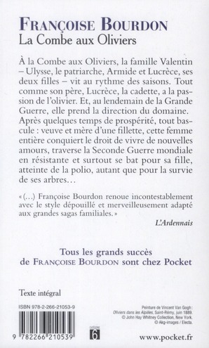 Quatrième de couverture de « La combe aux oliviers »