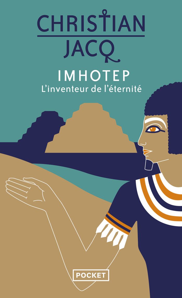 Couverture du livre « Imhotep, l'inventeur de l'éternité : le secret de la pyramide » de Christian Jacq, librairie Les Contes Infusés à Corte