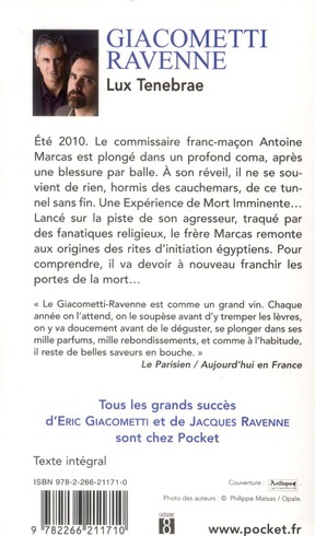 Quatrième de couverture de « LUX TENEBRAE »