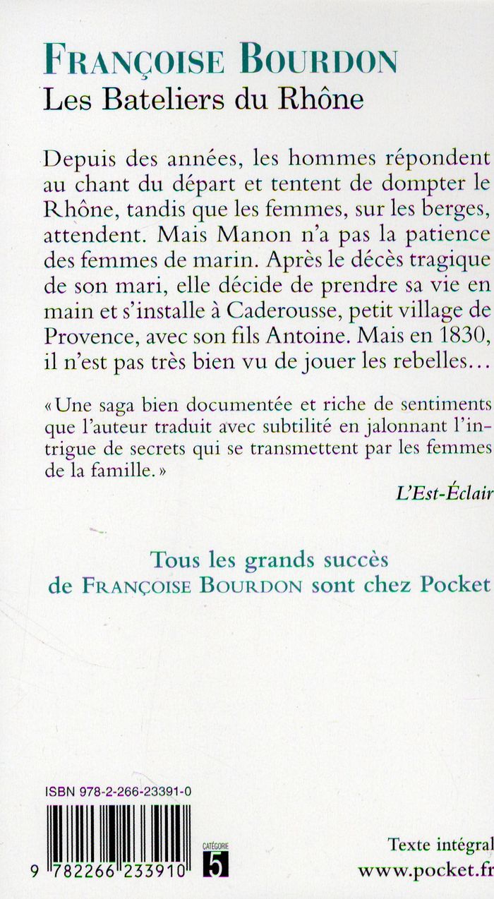 Quatrième de couverture de « Les bateliers du Rhône »
