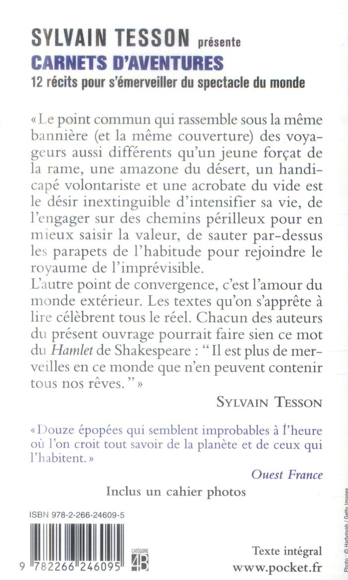 Quatrième de couverture de « Carnets d'aventures : 12 récits pour s'émerveiller du spectacle du monde, avec la Guilde européenne du raid »