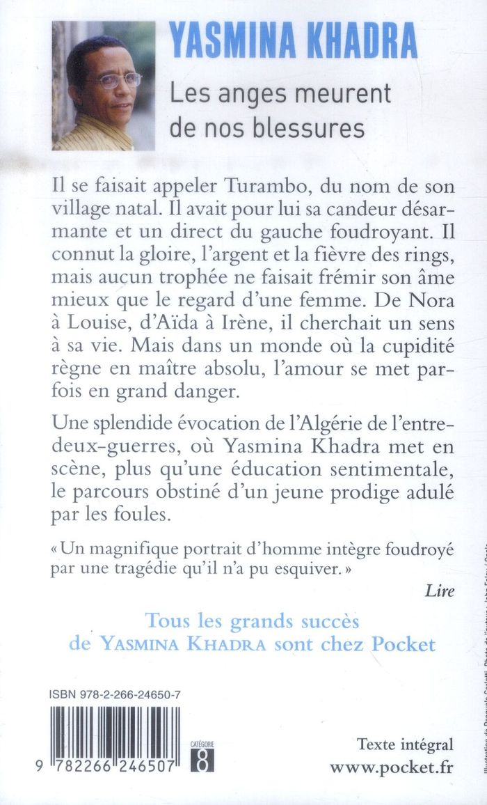 Quatrième de couverture de « Les anges meurent de nos blessures »