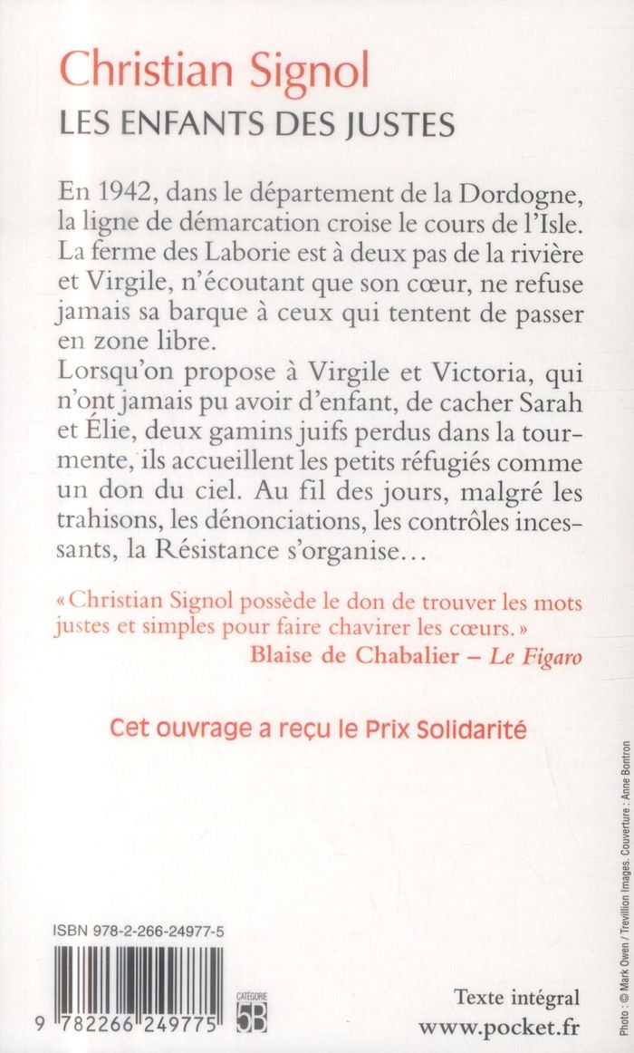 Quatrième de couverture de « Les enfants des Justes »