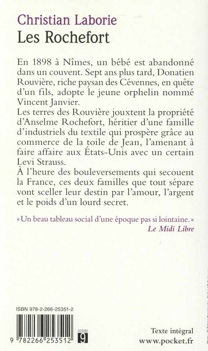 Quatrième de couverture de « Les Rochefort : roman »