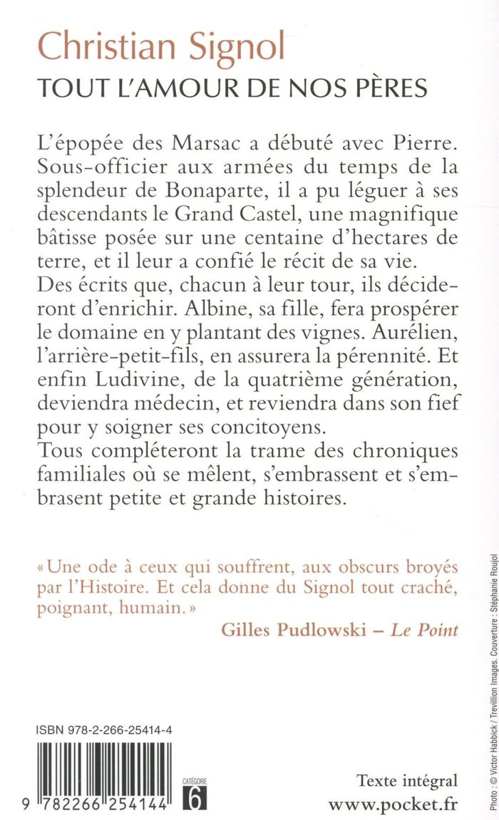 Quatrième de couverture de « Tout l'amour de nos pères : roman »