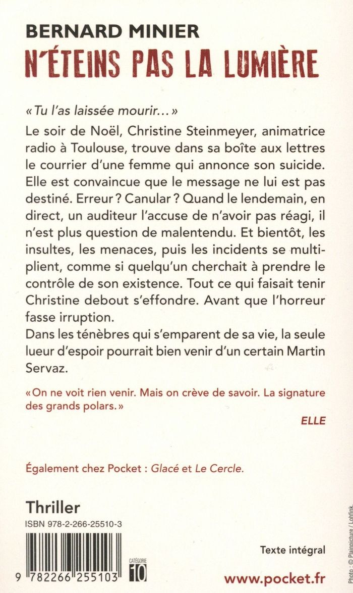 Quatrième de couverture de « N'éteins pas la lumière »
