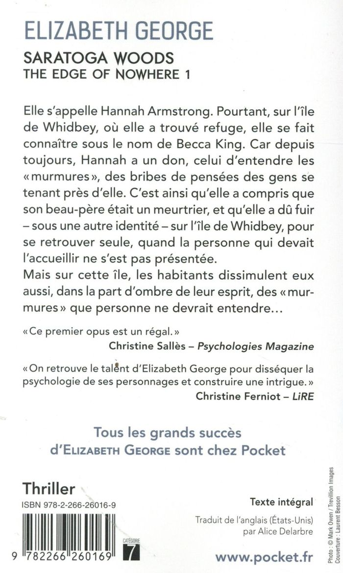 Quatrième de couverture de « Saratoga Woods »