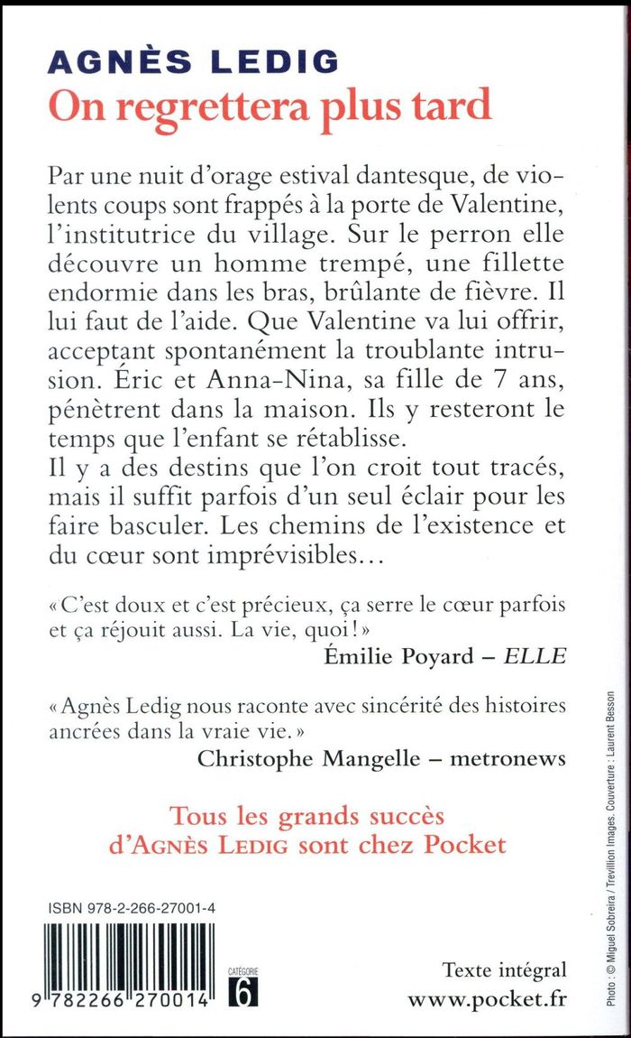 Quatrième de couverture de « On regrettera plus tard »