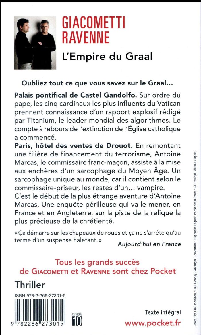 Quatrième de couverture de « L'EMPIRE DU GRAAL »