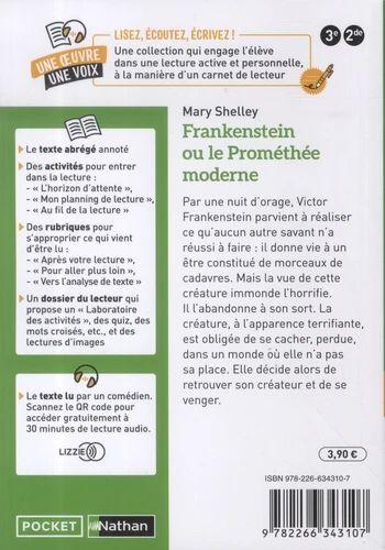 Quatrième de couverture de « Frankenstein ou Le Prométhée moderne »