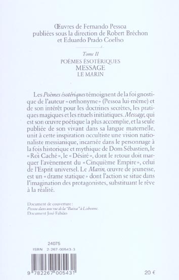 Quatrième de couverture de « POEMES ESOTERIQUES OEUVRES TOME 2 - VOL02 »