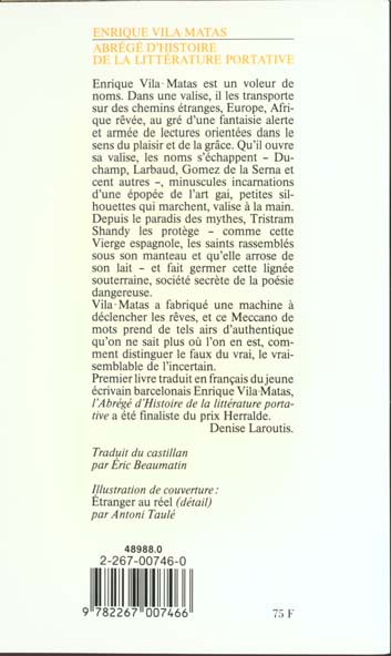 Quatrième de couverture de « ABREGE D'HISTOIRE DE LA LITTERATURE PORTATIVE »