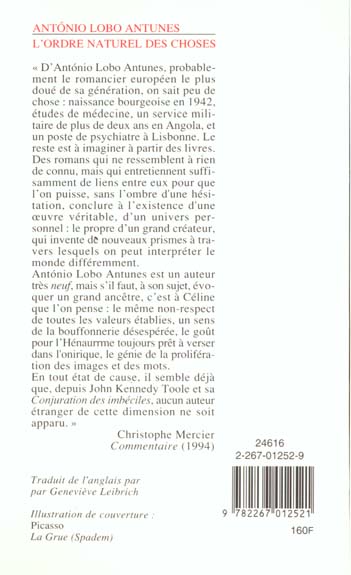 Quatrième de couverture de « L'ORDRE NATUREL DES CHOSES »