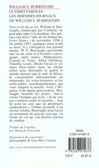 Quatrième de couverture de « ULTIMES PAROLES »