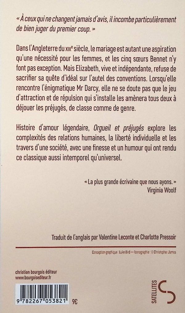 Quatrième de couverture de « Orgueil et préjugés »