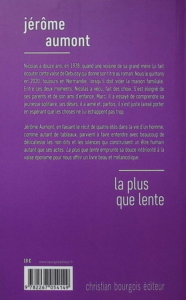 Quatrième de couverture de « La plus que lente »