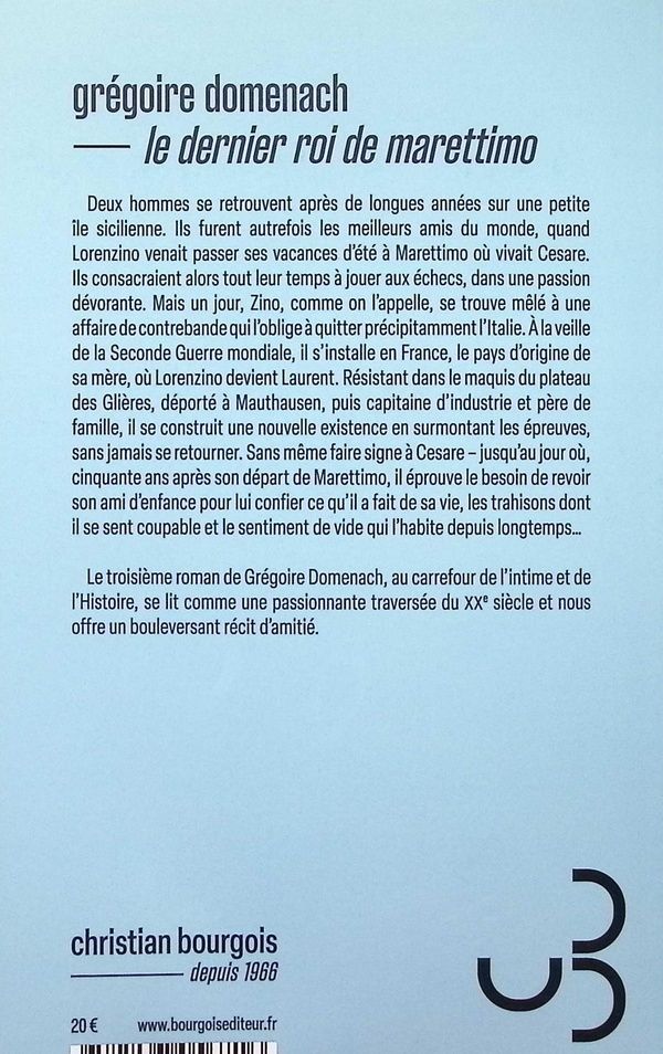 Quatrième de couverture de « Le dernier roi de Marettimo »