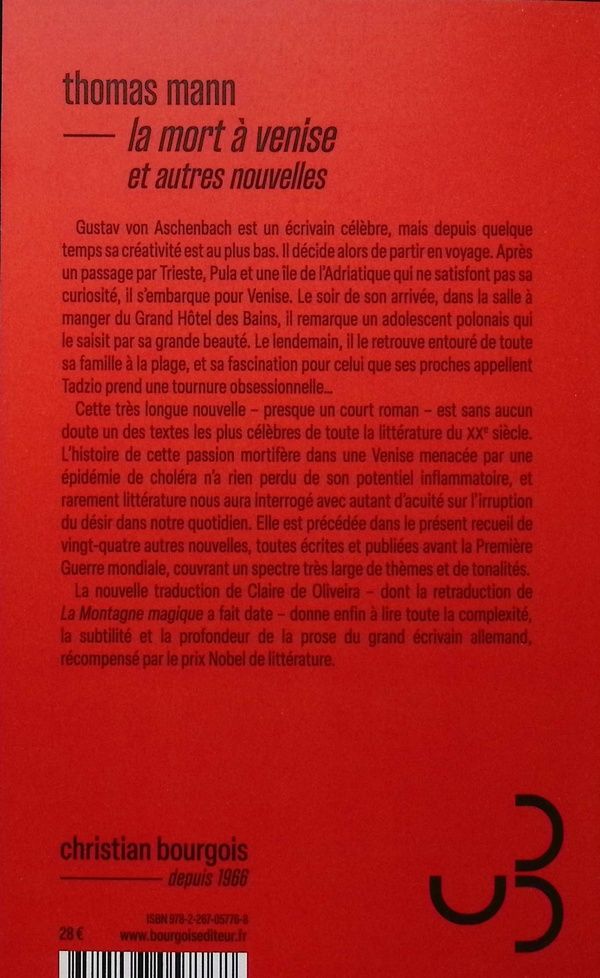 Quatrième de couverture de « La mort à Venise : et autres nouvelles »