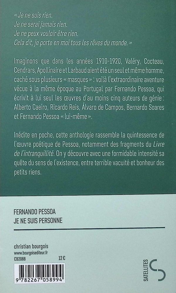 Quatrième de couverture de « Je ne suis personne »