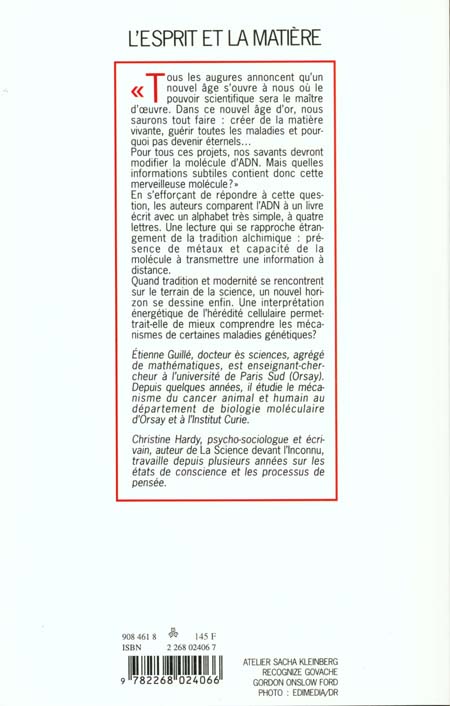 Quatrième de couverture de « L'ALCHIMIE DE LA VIE - BIOLOGIE ET TRADITION »