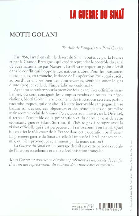Quatrième de couverture de « LA GUERRE DU SINAI, 1955-1956 »