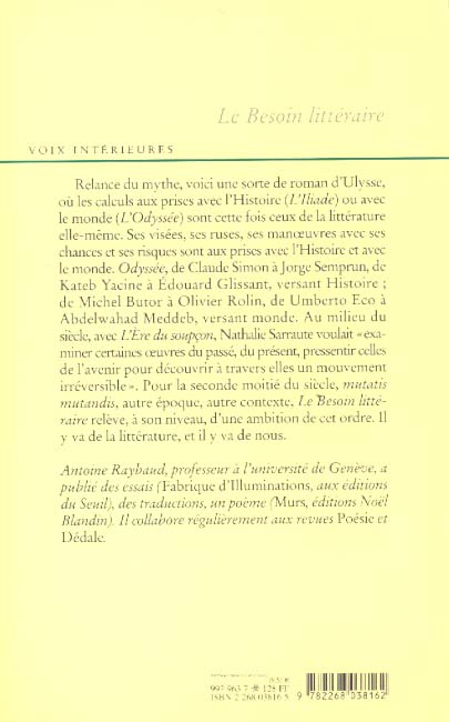 Quatrième de couverture de « LE BESOIN LITTERAIRE »