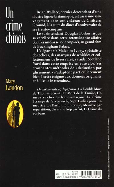 Quatrième de couverture de « UN CRIME CHINOIS »