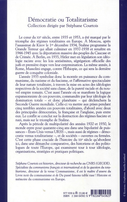 Quatrième de couverture de « UNE SI LONGUE NUIT - L'APOGEE DES REGIMES TOTALITAIRES EN EUROPE, 1935-1953 »