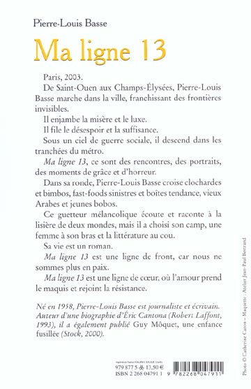 Quatrième de couverture de « MA LIGNE 13 »
