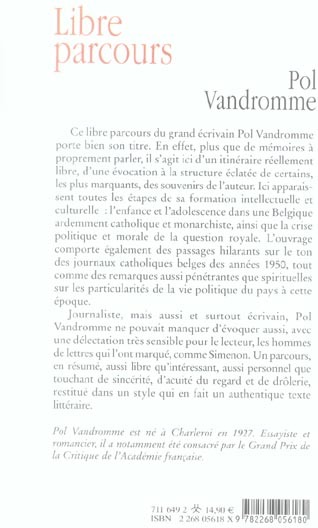 Quatrième de couverture de « LIBRE PARCOURS »