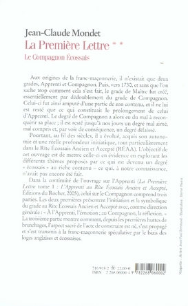 Quatrième de couverture de « LA PREMIERE LETTRE, TOME 2 - LE COMPAGNON ECOSSAIS »