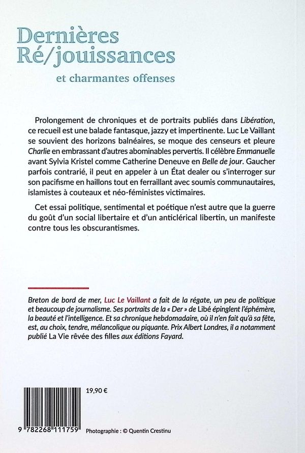 Quatrième de couverture de « Dernières ré-jouissances et charmantes offenses »