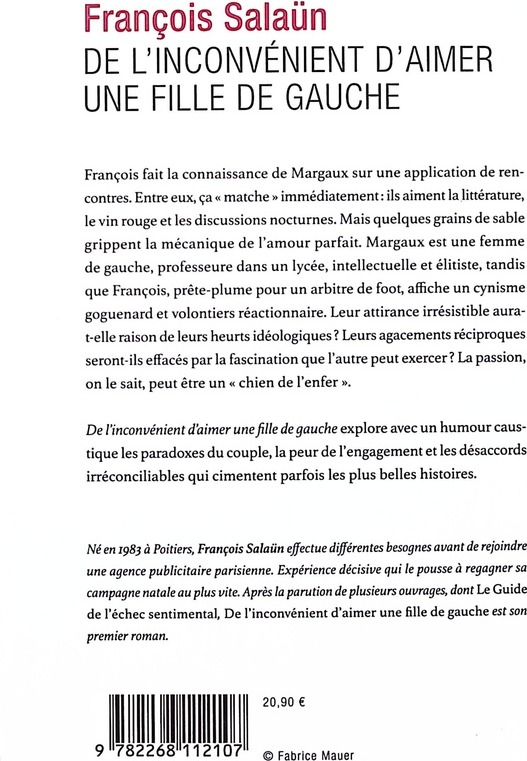 Quatrième de couverture de « De l'inconvénient d'aimer une fille de gauche : roman »