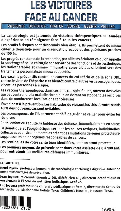 Quatrième de couverture de « Les Victoires face au cancer : 50 ans de recherche et de progrès »