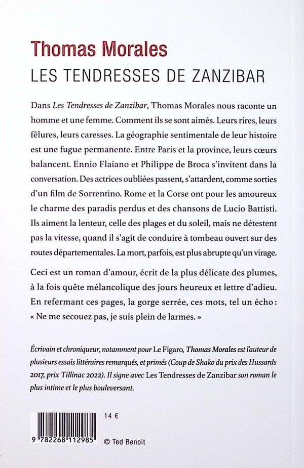 Quatrième de couverture de « Les tendresses de Zanzibar »