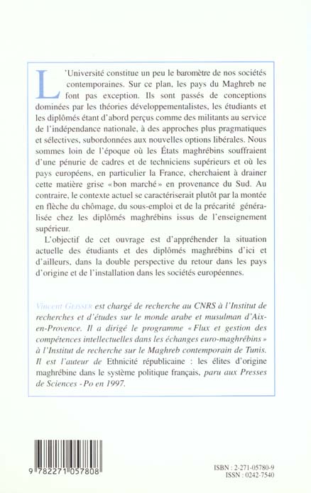 Quatrième de couverture de « DIPLOMES MAGHREBIN D'ICI ET D'AILLEURS »