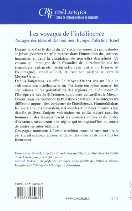 Quatrième de couverture de « VOYAGES DE L'INTELLIGENCE »