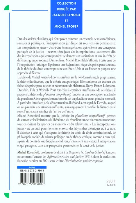 Quatrième de couverture de « LES INTERPRETATIONS JUSTE »